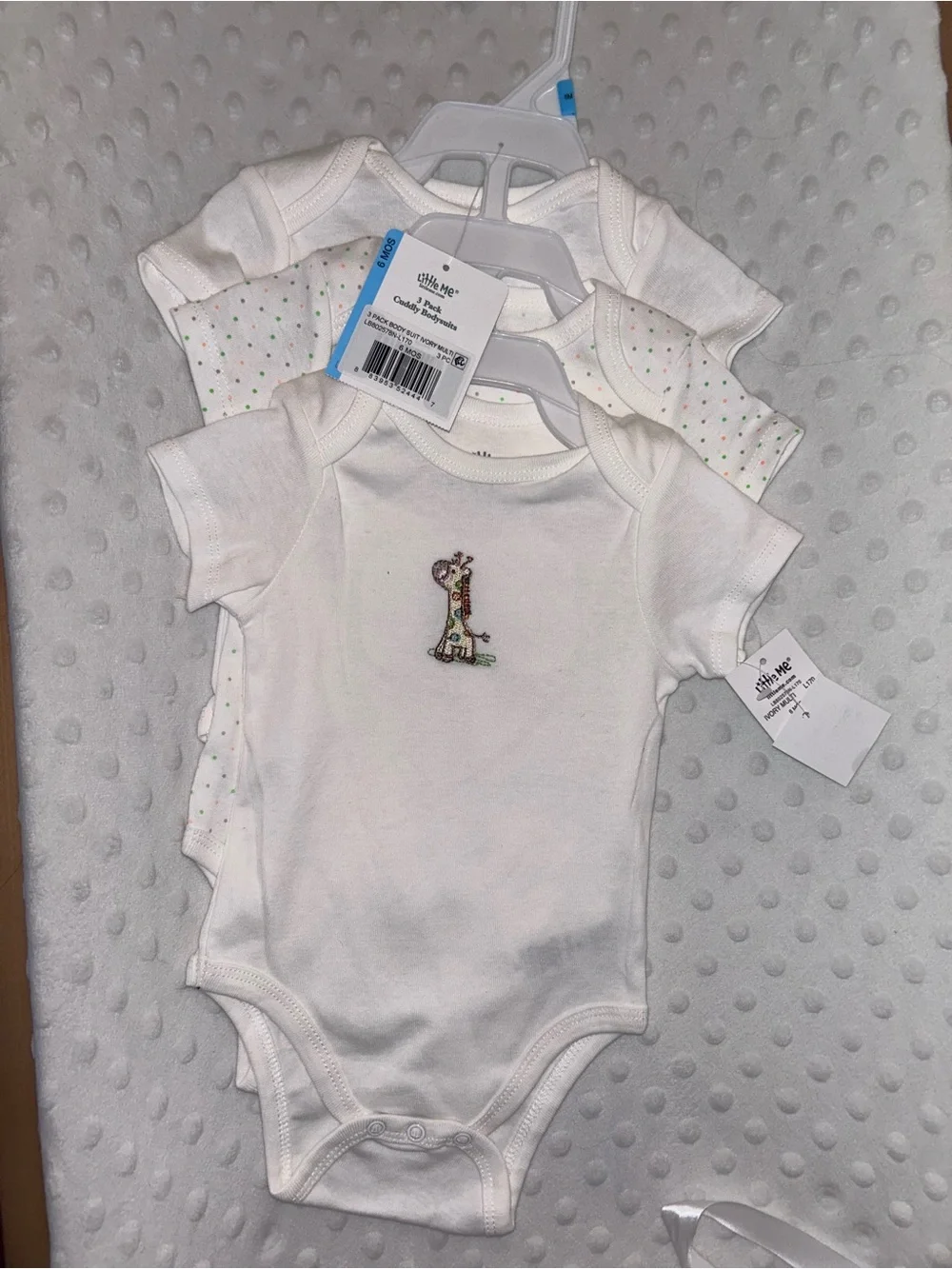 Little Me Baby Bodysuit 3-Pack with Giraffe Embroidery